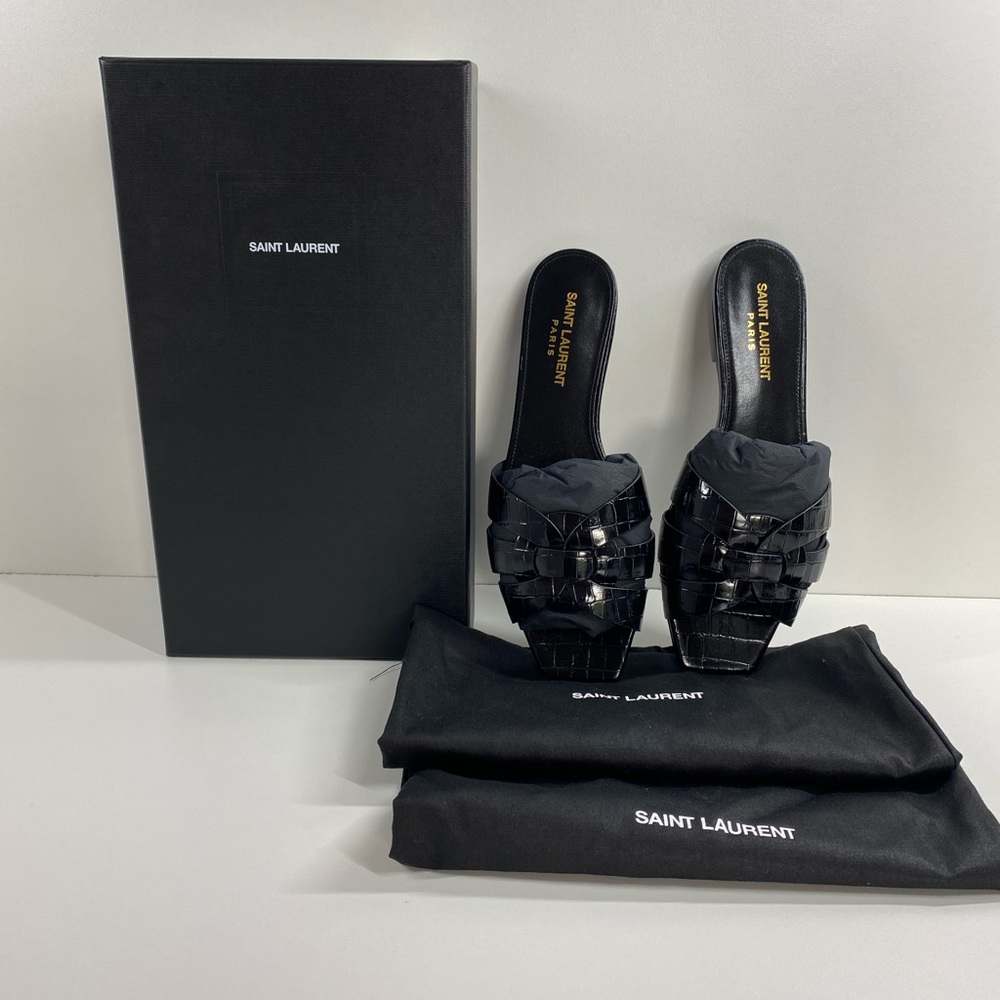SAINT LAURENT SLIDES CROC EMBOSED